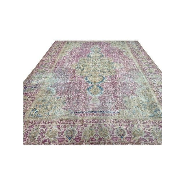 Pink 1950s Old Persian Tabriz Area Rug 9x13 For Sale - Image 8 of 12