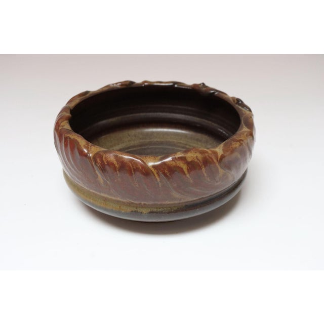 1970s Vintage Matte Maroon Glazed Ceramic Planter Bowl by Deanna Nichols For Sale - Image 5 of 15