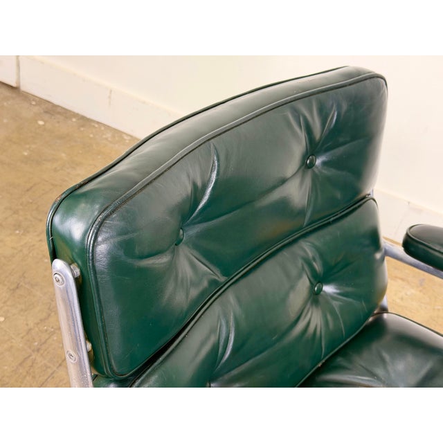 1960s Eames Time Life "Lobby" Chair - Green Leather - 1st Generation Model 675 For Sale - Image 11 of 12