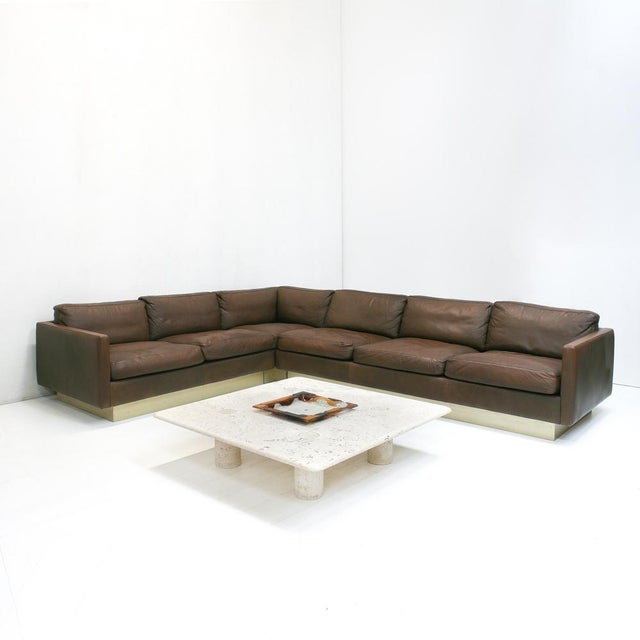 A large corner sofa designed in the 1970s by Georg Thams for Vejen Polstermøbelfabrik, Denmark. This sofa with loose down-...