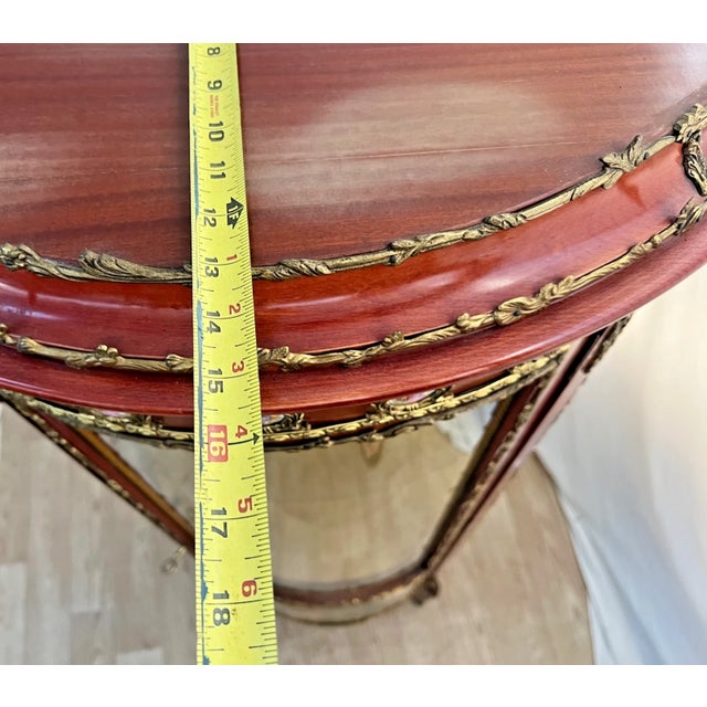 Vintage French Curio China Cabinet Vitrine Demilune Lighted Locking Curved Glass For Sale - Image 12 of 13