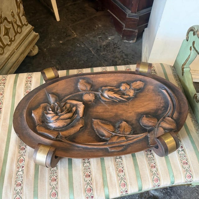 1930s Art Deco Hand-Carved Wood and Brass French Centerpiece For Sale - Image 10 of 15