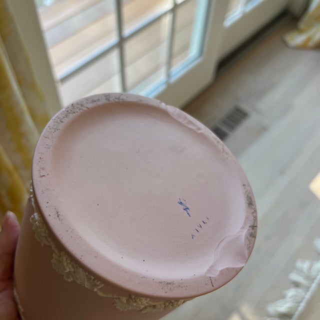 Vintage Pink Italian Jasperware Jars- A Pair For Sale In Providence - Image 6 of 9