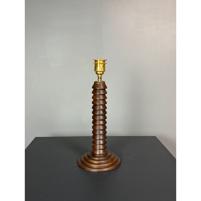 Brutalist French Wood Turned Mushroom Table Lamp in the style of Charles Dudouyt, 1950s For Sale - Image 6 of 12