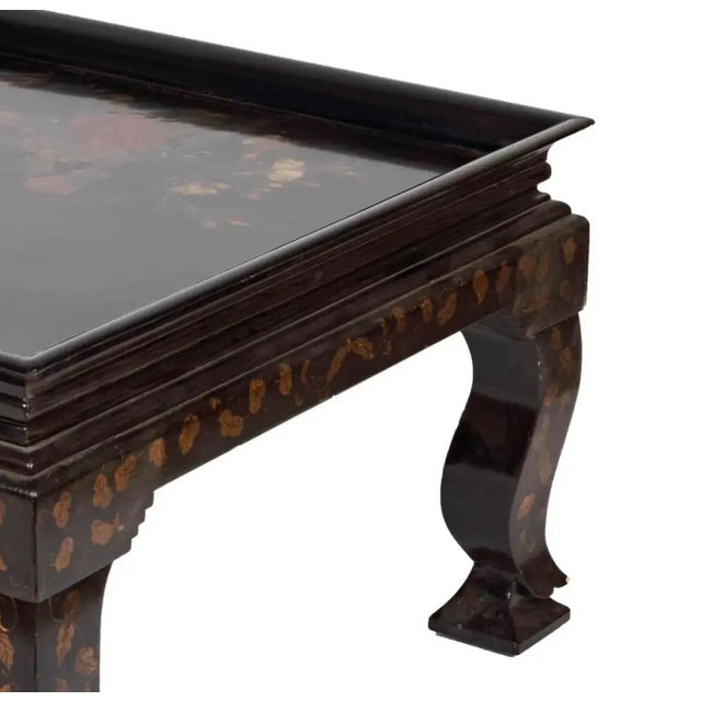 1990s Ming Style Chinoiserie Black Lacquer Coffee Cocktail Table For Sale - Image 5 of 5