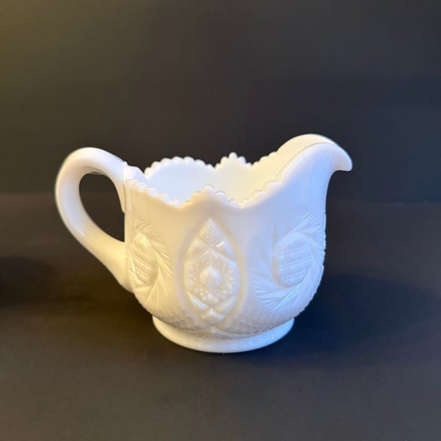 Cream 1950s Westmoreland White Milk Glass Cream and Sugar Set For Sale - Image 8 of 8
