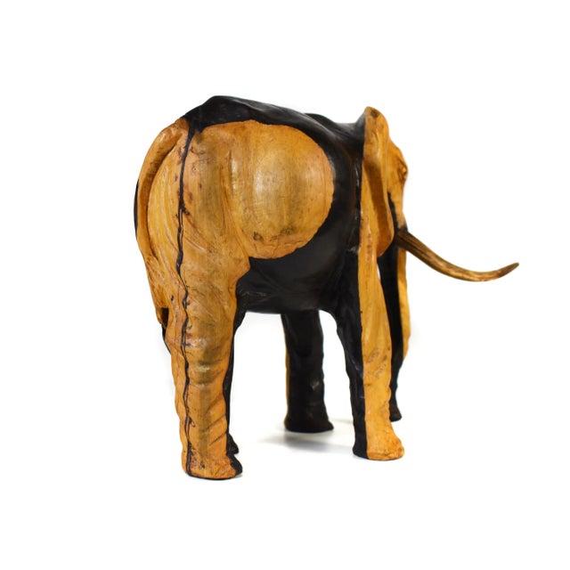 Wood Early 20th Century Solid African Ebony Wood Carved Elephant Safari Animal Figurine Model For Sale - Image 7 of 12