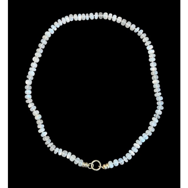 Moonstone Necklace White Moonstone, 14k Gold 18.25” of 5mm moonstone beads with four 14k gold beads and a 10mm 14k gold...