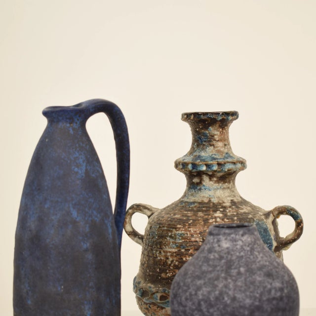 Ceramic German Blue, Brown, Green & White Ceramic Amphora Vase, 1970s For Sale - Image 7 of 9