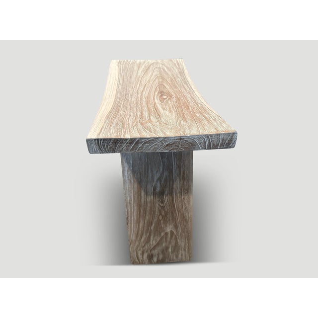 Andrianna Shamaris Minimalist Small Teak Wood Bench For Sale - Image 4 of 5