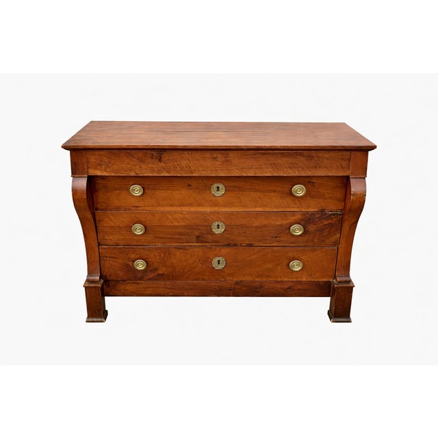 Empire Style Chest of Drawers with Cross Handle in Walnut, 19th Century For Sale - Image 9 of 9