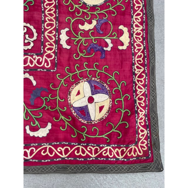 Red Antique Central Asian Suzani For Sale - Image 8 of 12