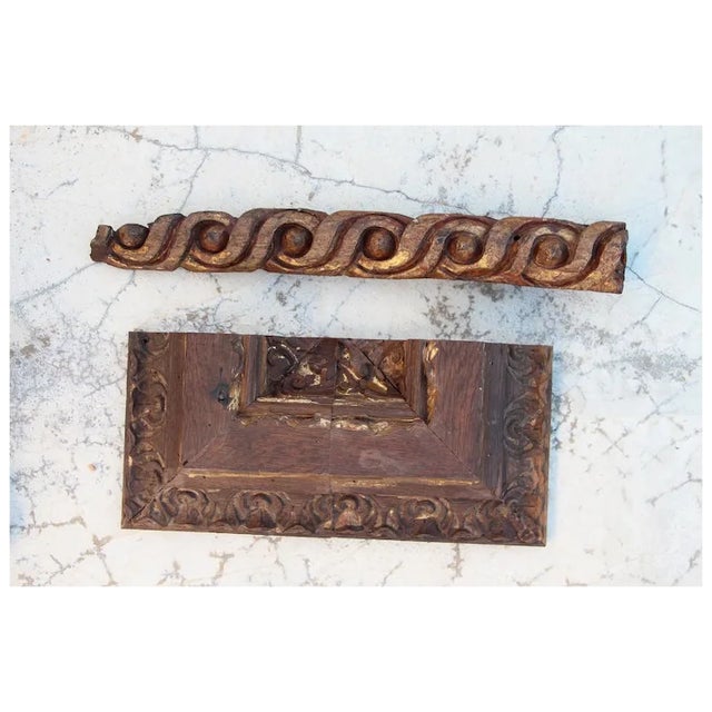18th Century, Set of 2 Carved and Gold Leaf Portuguese Baroque Fragments Antique For Sale - Image 6 of 8