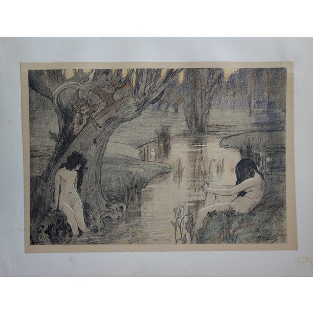 A. Laurens, Bath of Nymphs, 1897, Original Lithograph For Sale - Image 6 of 6