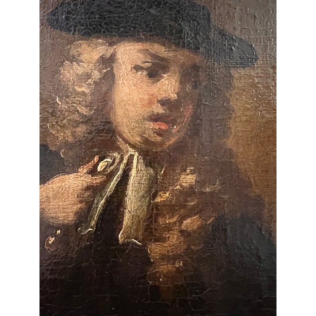 Up for sale is a very interesting antique 17/18 centuries original oil painting on canvas depicting a genre scene with a...