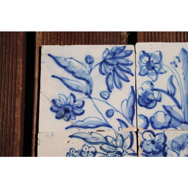 Tile Mural Panel Depicting a Baroque Jardinière With Flowers, Portuguese, 18th Century For Sale - Image 6 of 16