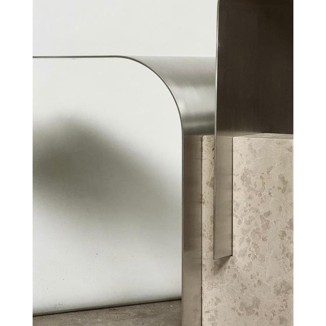 Tau 2.0 Coffee Table in Raw Aluminum & Giallo Distria Marble by D´ARK Atelier For Sale - Image 4 of 10