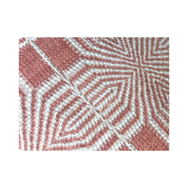 American Antique Early American C. 1840 Orange and White Woven Jacquard Blanket Coverlet For Sale - Image 3 of 6