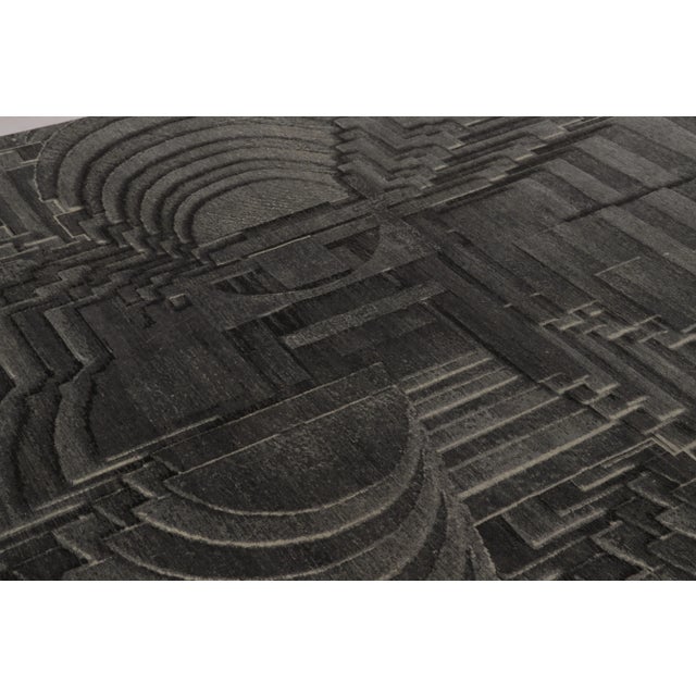 Rug & Kilim Rug & Kilim's Modern Optical Illusion Rug in Deep Charcoal For Sale - Image 4 of 8