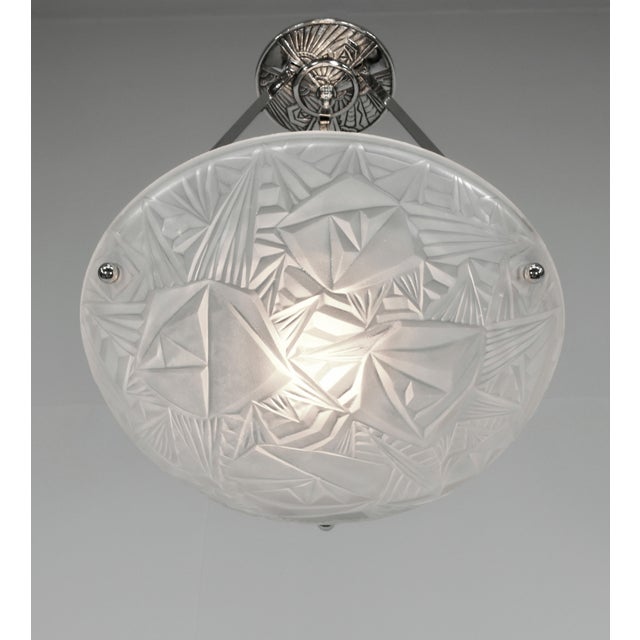 Jean Noverdy Noverdy French Art Deco Pendant Light 1930s For Sale - Image 4 of 13