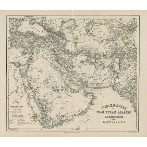 Mid 19th Century German Antique Map of Iran and Arabia, 1866 For Sale - Image 5 of 5