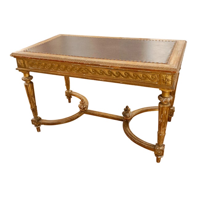 19th Century Empire Style Gold Leaf Library Table / Desk For Sale