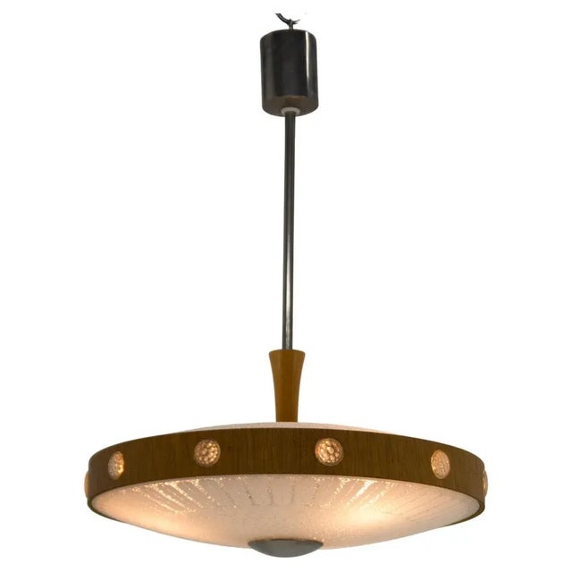 Wood & Glass Ceiling Lamp, Germany, 1960s For Sale - Image 11 of 11