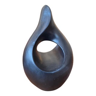 VTG MCM Brutalist Sculpture Handmade Terracotta Pottery Flame Minimalist Art For Sale