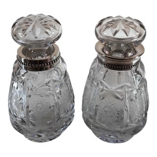 1950s Perfum Bottle and Cotton Balls Holder For Sale