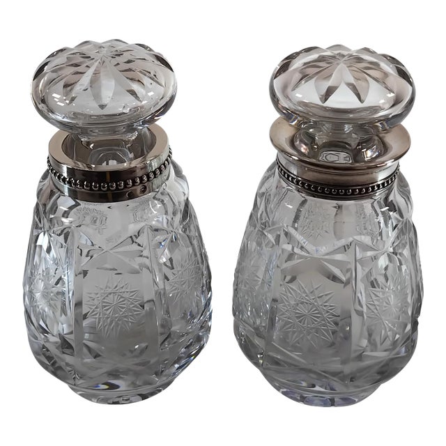 1950s Perfum Bottle and Cotton Balls Holder For Sale