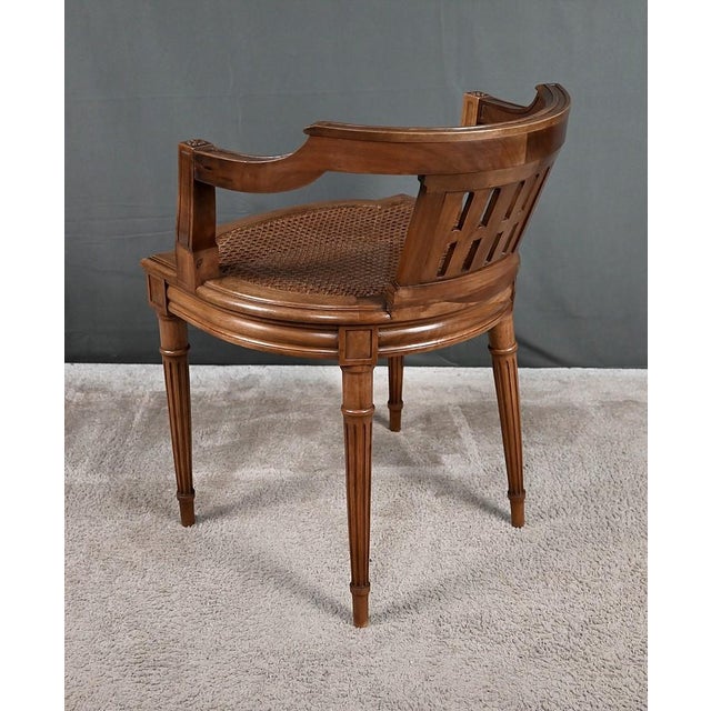 Brown Small Late 19th Century Louis XVI Style Walnut Office Chair For Sale - Image 8 of 18