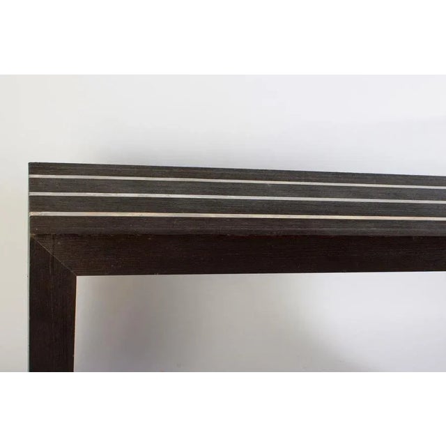 Wood Italian Modernist Dark Wood and Steel Console Table For Sale - Image 7 of 8
