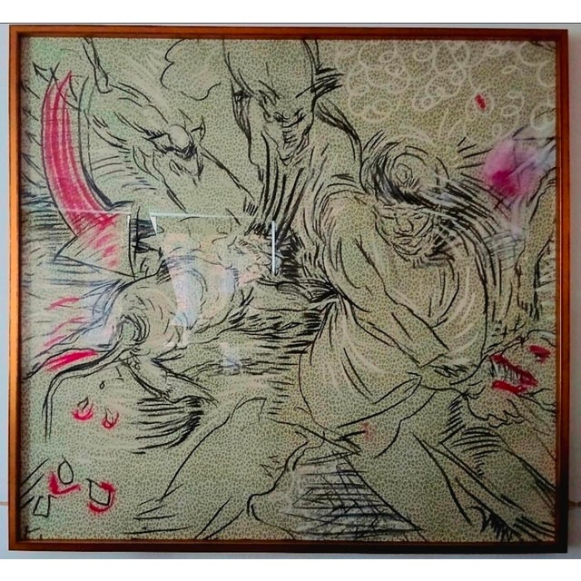 Laurie Anderson, “Fabric 4,” 2012 Oil on fabric, approximately 60 x 60 inches, presented framed under glass as originally...