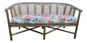 Mid 20th Century McGuire Bamboo Caned Back Loveseat