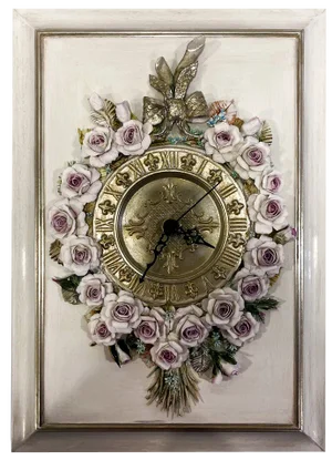 Vintage Porcelain Wall Clock with Handcrafted Floral Decor by Giulio Tucci for Capodimonte, 1990s
