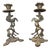 Antiqued Brass Horse Candlestick Pair For Sale