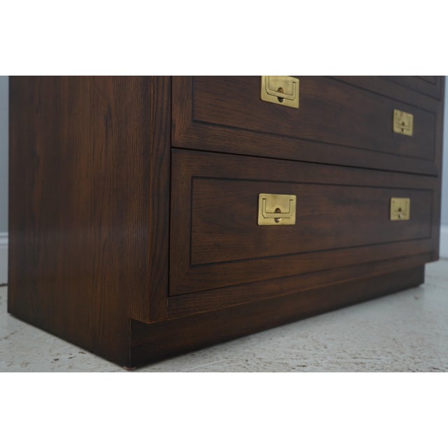 Henredon Campaign Style Oak 2 Over 2 Drawer Chest For Sale - Image 10 of 18