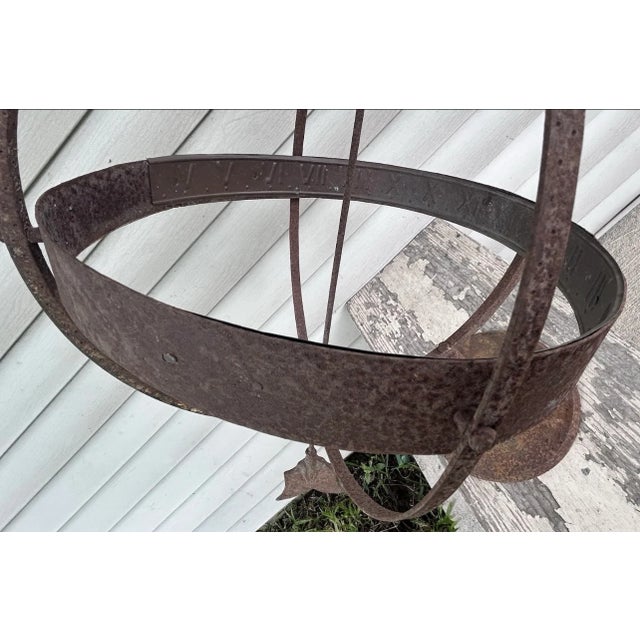 Metal Vintage Mid 20th Century Swedish Wrought Iron Armillary Sphere on Cast Iron Base For Sale - Image 7 of 9