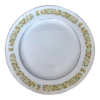 Vintage Towne House "Spring" 3094 Dinner Plate • Yellow Floral Band & Silver Trim • 10 3/8” For Sale