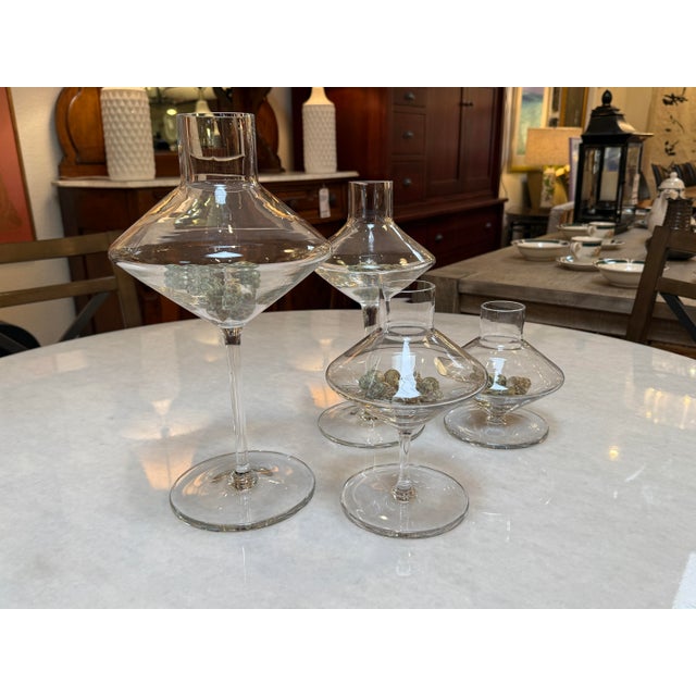 Modern Modern Glass Pedestal Vessels + Seashells, Set of Four For Sale - Image 3 of 12