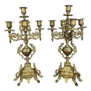 Vintage French Style Ornate Candleholders, Set of 2 For Sale