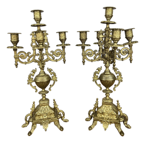 Vintage French Style Ornate Candleholders, Set of 2