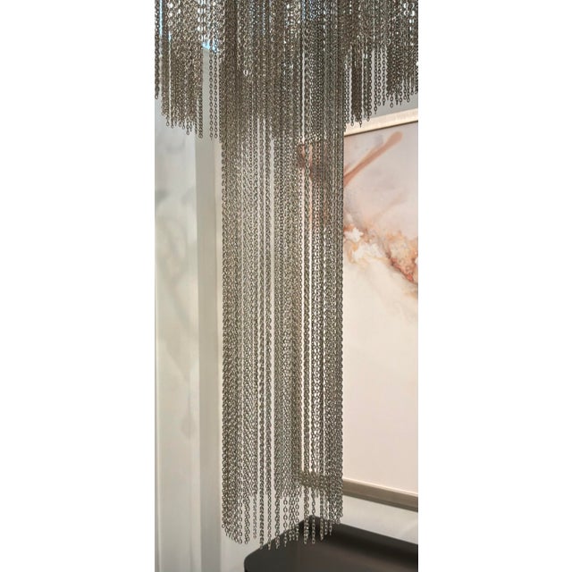 2010s Myran Allan Luxury Lighting Modern Silver Finished Chain Link Chandelier For Sale - Image 5 of 5