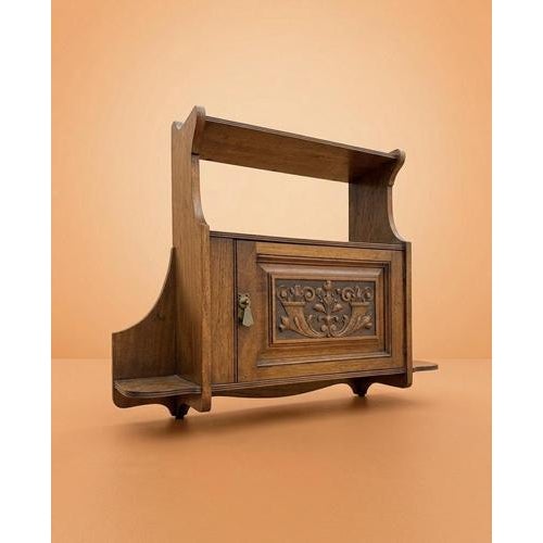 Edwardian Arts and Crafts Oak Wall Cabinet For Sale - Image 5 of 5