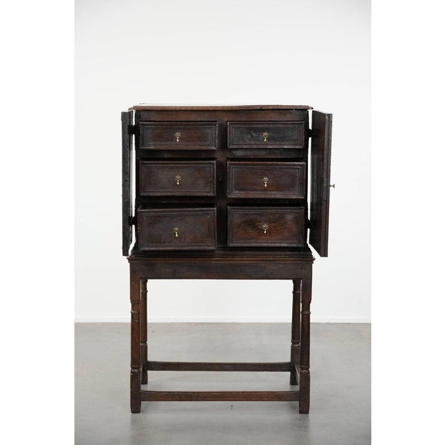 Antique English Oak Cabinet on Stand, 1600s For Sale - Image 4 of 18