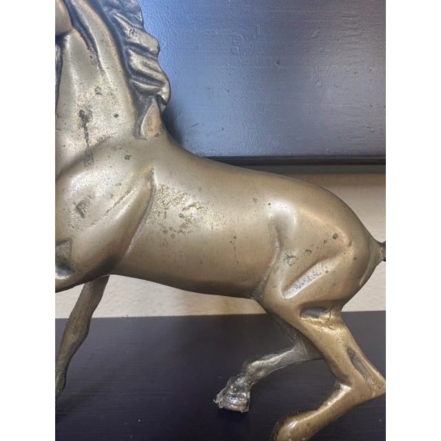 Metal Vintage English Country Solid Brass Galloping Horse Figurine For Sale - Image 7 of 11