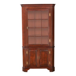 1990s Vintage Henkel Harris Mahogany Corner Closet For Sale