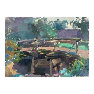 Vintage Ukrainian Impressionist Oil Painting, Rural Landscape, Ukrainian Artist Sokolovsky G. 1960s For Sale