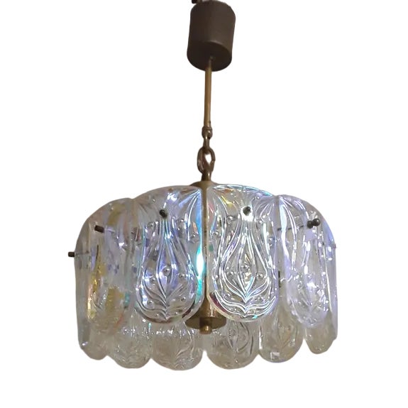 Vintage Chandelier in Crystal & Brass, 1970s For Sale