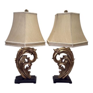 Late 20th Century Theodore Alexander Style Florentine Gilt Table Lamps - A Pair For Sale